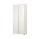 Sarmog - armoire polyvalente � deux portes coulissantes et �tag�res blanc 82x41x h190 cm