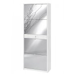 Sarmog - meuble � chaussures avec quatre portes miroir et un tiroir en oxyde blanc 63x29x h164 cm