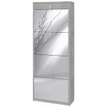 Sarmog - meuble  chaussures avec quatre portes en miroir et un tiroir suprieur beton cemento 63x29x ...