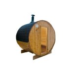 Sauna extrieur harvia type tonneau avec pole  bois 180 cm (l) x 220 cm (diamtre)