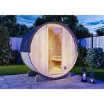 Sauna tonneau finntherm mini xxs naturel , 42 mm Épaisseur de paroi 194 x 130 cm Sauna tonneau finntherm mini xxs naturel , 42 mm Épaisseur de paroi 194 x 130 cm