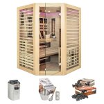 Holl's sauna venus 3 / 4 places - hybride vapeur & infrarouge dual healthy - pack avec accessoires