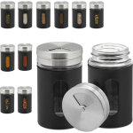 Relaxdays saupoudreuse à épices, lot de 12, 3 tailles de trou, herbes, 90 ml, verre et acier inoxydable, ... Relaxdays saupoudreuse à épices, lot de 12, 3 tailles de trou, herbes, 90 ml, verre et acier inoxydable, ...
