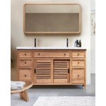 Savanna - meuble de salle de bain en teck avec marbre terrazzo