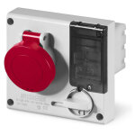 Prise  encastrer verrouillable 3p + n + t 16a femelle rouge 380 - 415v 50 - 60hz 136x125mm avec porte ...