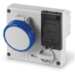 Prise socle  encastrer verrouillable 2p + t 16a femelle bleu 200 - 250v 50 - 60hz 136x125mm avec porte ...