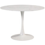 Scars - table ronde �110cm c�ramique blanche motif craquelures