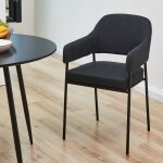 Svita - scarlett chaise de salle � manger set de 2 fauteuils chaise rembourr�e tissu noir