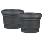 Set de 2 pots  fleurs formia 40, en plastique coloris: granit noir, 40 cm de diamtre, 29, 7 cm de hauteur, ...