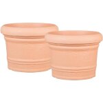 Set de 2 pots  fleurs formia 40, en plastique coloris: terre cuite, 40 cm de diamtre, 29, 7 cm de hauteur, ...