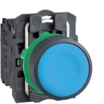 Schneider electric - bouton poussoir - affleurant - 1 no - bleu - complet xb5aa61