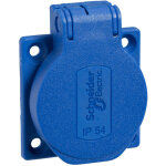 Schneider electric - pratika socle de prise nf 50x50mm 2p + t 10 - 16 a ip54 connexion arri�re bleu schneider ...