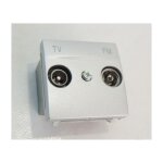 Prise tv / fm passage 1 entr�e - 1 sortie connectique 9. 52mm aluminium 2 modules unica