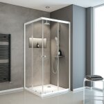 Accs d'angle droit avec parois portes de douche coulissantes, 75 - 90 x 75 - 90 x 180 cm, verre 4 mm, ...