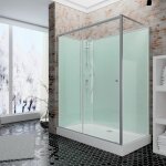 Cabine de douche intgrale 90 x 140 x 204 cm avec porte coulissante, verre 5 mm, cabine de douche complte ...