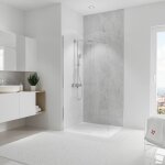 Panneau mural pierre gris clair brillant, revtement pour douche et salle de bain, dcodesign brio schulte ...