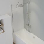 Pare - baignoire 70 x 140 cm verre 5 mm anticalcaire transparent, profil� alu - argent�, pare - baignoire ...