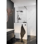 Pare - muret 100 x 120 cm verre 5 mm transparent, profil� noir, pare - baignoire fixe schulte
