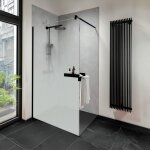 Paroi de douche � l'italienne, profil� noir, paroi fixe walk in, newstyle schulte verre brume anticalcaire, ...