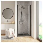 Schulte - porte de douche pivotante - pliante, verre 6 mm, profil� noir, garant 90 x 200 cm, ouverture ...