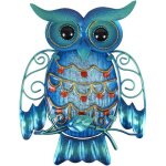 Sculpture d'oiseau en verre de d�coration suspendue ext�rieure d'art de mur de hibou en m�tal pour la ...