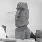 Figurine moai tte de rapa nui 78 cm de haut, en pierre moule, rsistante aux intempries, gris, statue ...