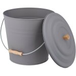 Seau � cendres, avec couvercle, 12 litres, poign�e de transport, bac � charbon, chemin�e et barbecue, ...