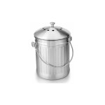Seau compost inodore en acier inoxydable pour cuisine - poubelle compost cuisine - comprend filtres  ...