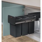 Hailo - 0310 - 300 ecoline design trio l poubelle encastrable 3x10l noir Hailo - 0310 - 300 ecoline design trio l poubelle encastrable 3x10l noir