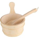 Seau de sauna avec louche, seau en bois naturel de salle de bain + ensemble de louche pour accessoires ...