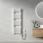 S�che serviette �lectrique 120 x 40 cm, blanc tubes ronds radiateur mural salle de bain avec timing el�ment ...