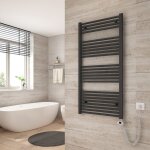 S�che serviette �lectrique 120 x 60 cm, anthracite tubes ronds radiateur mural salle de bain avec timing ...