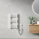 S�che serviette �lectrique 70 x 40 cm, blanc tubes ronds radiateur mural salle de bain avec timing el�ment ...
