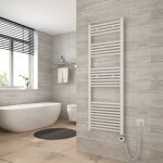 S�che serviette �lectrique 70 x 50 cm, blanc tubes ronds radiateur mural salle de bain avec timing el�ment ...