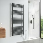 Sche - serviettes lectrique avec lment chauffant thermostat 661w, anthracite radiateur lectrique ...