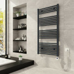 Sèche - serviette électrique radiateur anthracite 600w, sèche - serviettes Électrique 120x50cm, avec ... Sèche - serviette électrique radiateur anthracite 600w, sèche - serviettes Électrique 120x50cm, avec ...