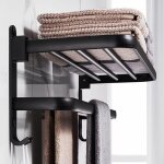 S�che - serviettes mural pliable en aluminium noir mat ? 2 barres ? angle de pliage 90� ? support de ...