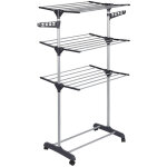 Schoir  linge  3 niveaux avec roues, multifonctionnel, sche - linge tour pliable, peu encombrant ...