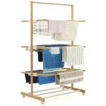 Idmarket ? s�choir � linge pliable en bambou 3 niveaux ? hauteur 150 cm ? surface d'�tendage 20 m�tres ...