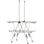 Homcom - s�choir � linge �tendoir � v�tements pliable r�glable avec barre de penderie et roulettes acier ...