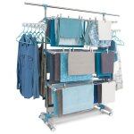 S�choir � linge modulable idmarket - blanc / bleu - grande capacit� - plus de 30 accessoires