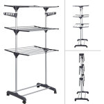 Sifree ? etendoir � linge mobile pliant en acier inox ? capacit� 35 kg ? dimensions 75 - 126 x 64 x 170 ...
