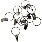 10 anneaux pour rideaux avec pince  18mm a 22 mm nickel satine coloris - nickel