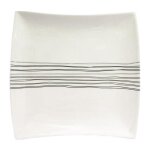 Secret de gourmet - lot de 6 assiettes � dessert carr�es 'lignes' 20cm blanc