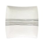 Secret de gourmet - lot de 6 assiettes plates carr�es 'lignes' 26cm blanc