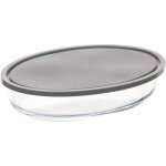 Secret de gourmet - plat ovale en verre avec couvercle, 30 x 21 cm, r�cipient alimentaire herm�tique, ...