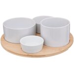 Secret de gourmet - set d'apritif blanc en bambou de 5 pices avec plateau et 4 coupes  snack