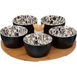 Secret de gourmet - set ap�ritif complet de 7 pi�ces en bambou et c�ramique - coupelles, plateau et pot ...