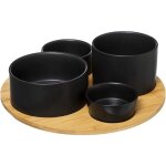 Secret de gourmet - set d'apritif avec plateau et 4 bols - beige / noir - d 33 cm - livraison gratuite ...