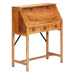 Secrtaire 1 porte 4 tiroirs acacia massif clair massala